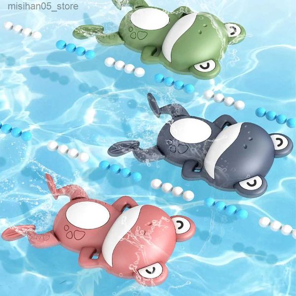 Sable Player Water Fun Cartoon Frog Shower Toft Baby Pool Pish Bathroom Back Beach Down Game Duck Wind Windup Toy Summer Childrens Water Toy Q240426