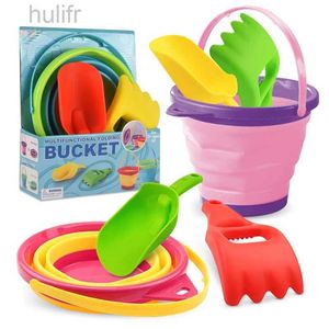 Sable Player Water Children Children Bucket Bodet pliable Jouet Porable Play Summer Place Water Game Telescopic Backet Kids Toys Multi-Puite Storage D240429