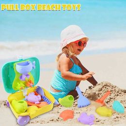 Jeu de sable amusant pour enfants, Mini ensemble de jouets de sable de plage portables avec boîtier de chariot, jeux de plein air d'été, jouets de plage, cadeau pour enfants en bas âge, garçons et filles 240321