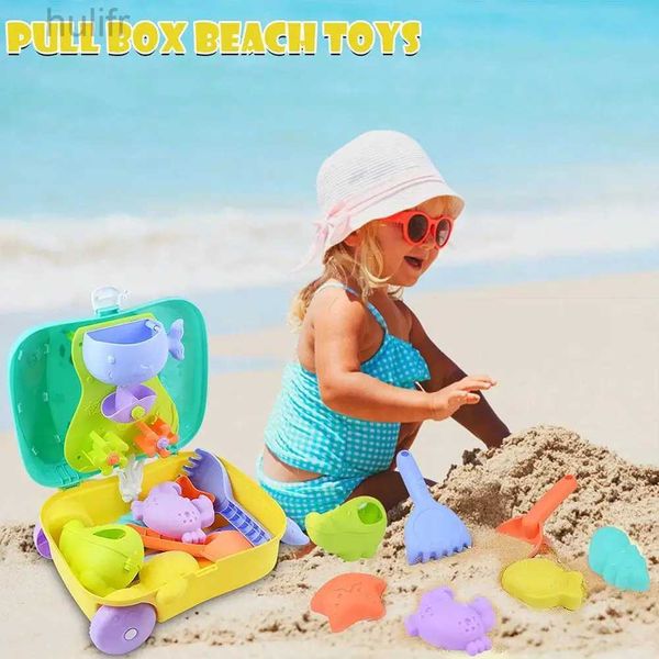 Sable Player Water Children Fun Children Mini Place Place Toy Sand Set With Trolley Case Summer Outdoor Games Place Toys Gift For Kids Toddlers Boys Girls D240429