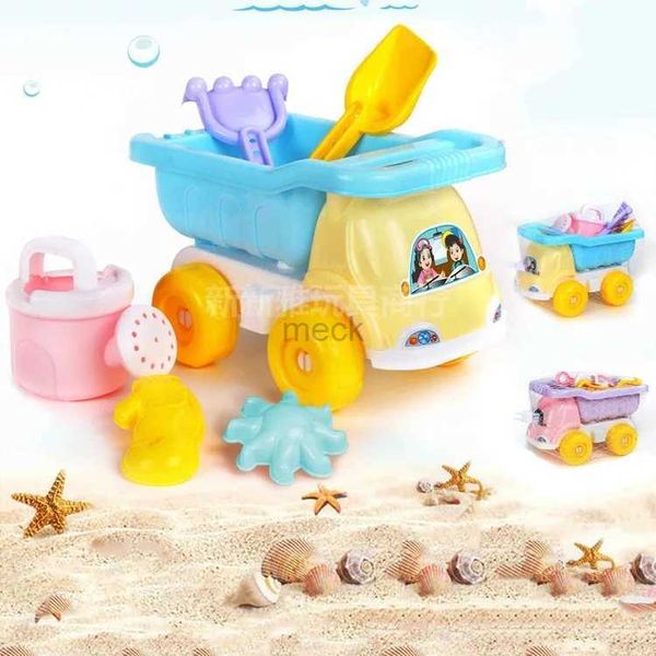 Jeu de sable amusant pour enfants plage jouets de divertissement amusants bébé enfants jouent au sable creuser du sable et jouer à l'eau outils de plage ensemble de sacs en filet de chariot 240321