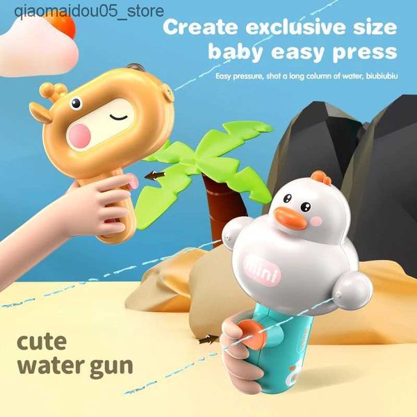 Sable Player Water Fun Childrens Cartoon Girafe Water Gun soufflant petit jouet spray extérieur jeu de salle de bain canard dinosaure enfant Q240413