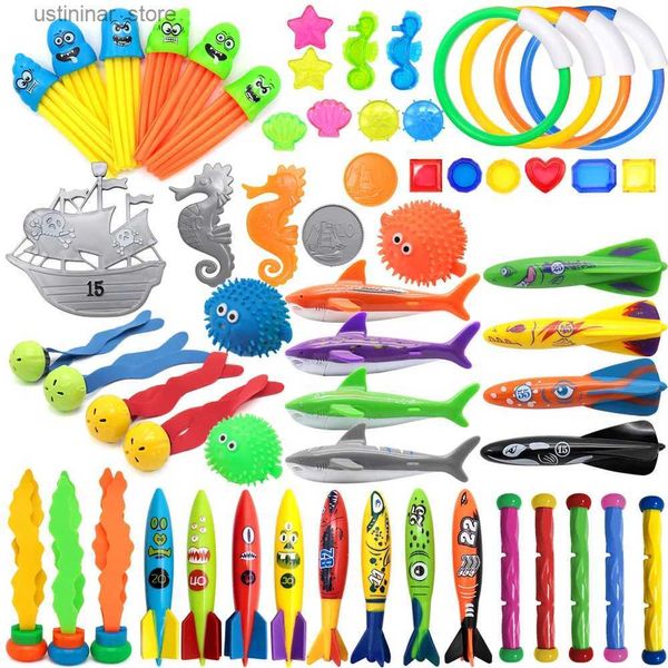 Sable Player Water Fun Diving Toys Set Pool Pool Toys for Kids Diving Sticks Diving Rings Pirate Treasures Fish Toys Octopus Water Swim Bath Toys L416