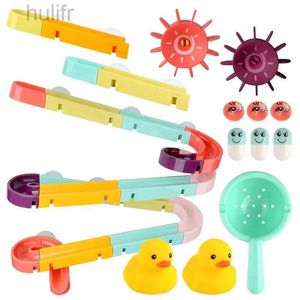 Sable Player Water Fun Diy Baby Bath Toys Run Assemblage Track Bathroom Water Water Game For Children Bathtub Bath douche Kids Play Water Spray Toy Set Kids D240429