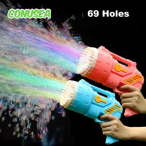 Plaza de arena Fun Bubble Bubble Gun Toys 69 Holes Led Jabón Burbujas Burbujas Máquina de burbujas PARA EL AUTIVO JUEGO Toyos de jardín para niños Regalo L47