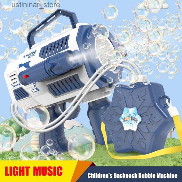 Sand Play Water Fun Electric Bubble Gun avec de grande capacité clignotant un ventilateur automatique avec un fabricant de bulles de musique légère pour un pistolet à bulles pour enfants L47