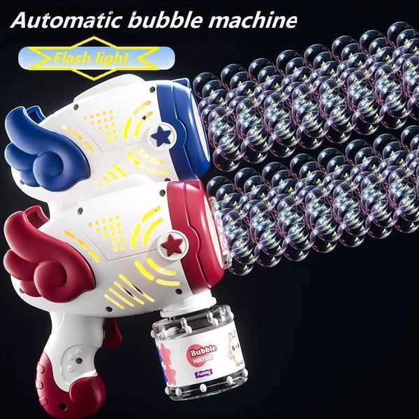 Sand Play Water Fun Máquina de burbujas eléctricas Música de luz flashante Automático Bubble Bubble Soap Bubbles Bubbles Gun para niños Toyos para niños al aire libre L47