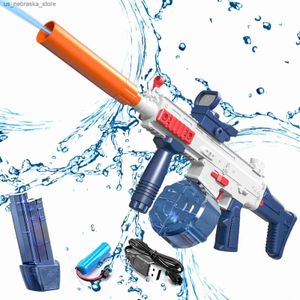 Sable Player Water Fun Electric Water Gun Automatic Spray automatique rechargeable jusqu'à 32 pieds Childrens Piscine Place Extérieur Toy Summer Q240408