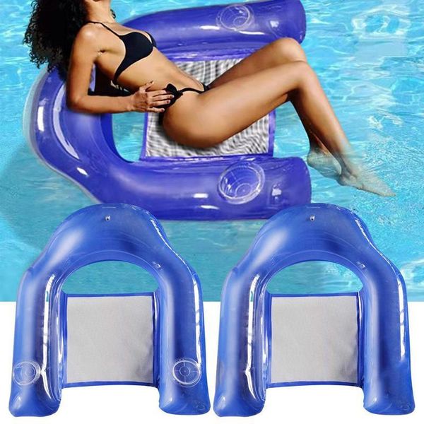 Sable jouer à l'eau amusant chaise flottante siège de piscine pliable flotte pour adultes plage gonflable salon avec porte-gobelet 230711