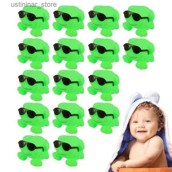 Sable Player Water Frog Frog Bath Toy 16pcs Small Green Floating Frog Toys Sunglasses Design Bathing Bathing Toys Sound Swim Tub Tyt pour plage L416