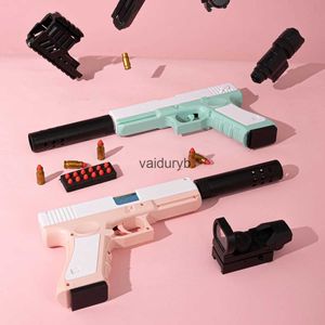 Jeu de sable eau amusant Glock jouet pistolet Macaron couleur pistolet balle molle coquille éjection Blaster pistolet de poing modèle de tir en plastique pour enfants adultes en plein air Gamevaiduryb