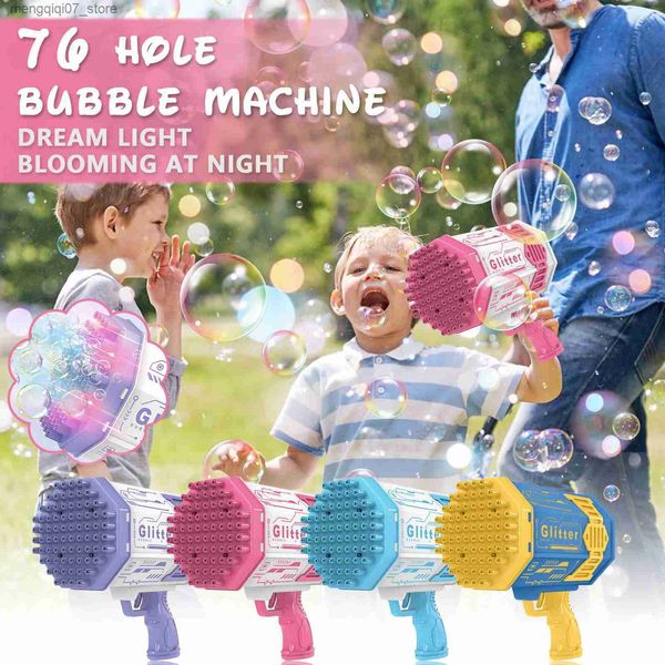 Sand Play Water Fun Kids Hot Kids Bubble Gun with Lights Juguete 76 hoyos Automáticos de burbujas automáticas de burbujas de verano