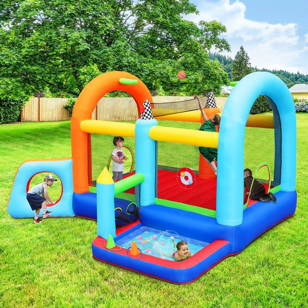 Jeu de Sable Eau Amusant Gonflable Jumper Bounce House Aire de Jeux Jardin Playhouse Park Château de Saut avec Splash Pool Beach Volleyball Plus Heav 231017