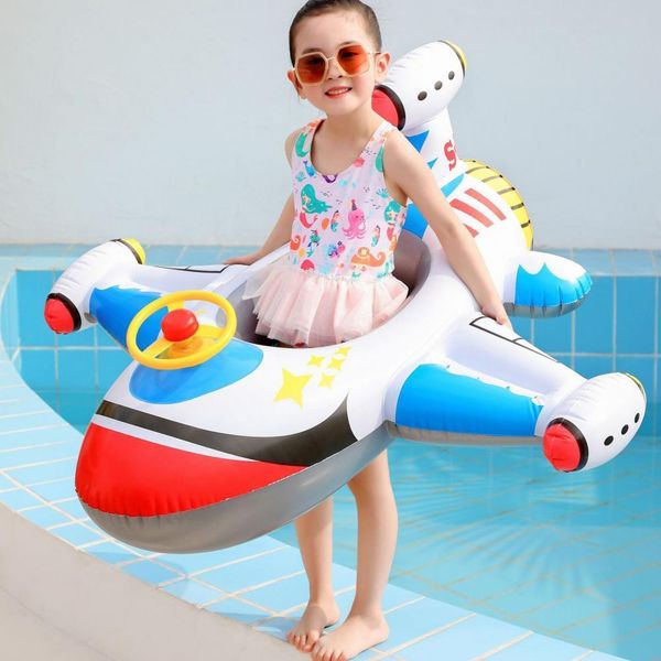 Juego de arena Diversión acuática Niños Avión Flotador infantil Piscina Anillo de natación Círculo inflable Asiento de bebé con volante Verano Fiesta en la playa Juguetes 230711