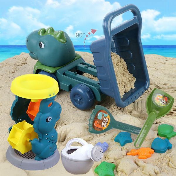 Sable jouer à l'eau amusant enfants dinosaure plage jouets ensemble avec pelle râteau arrosoir et moules extérieur creuser camion à benne basculante 230617