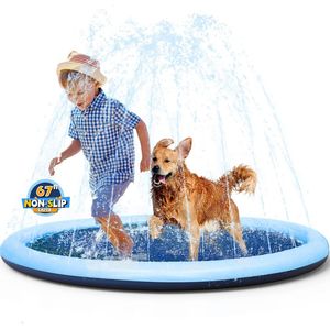 Sand speel water leuk Kinderen Dog Antislip Splash Pad Dik Sprinkler Pool Zomer Outdoor Toys Backyard Fountain Mat voor kinderen Geschenk 230726