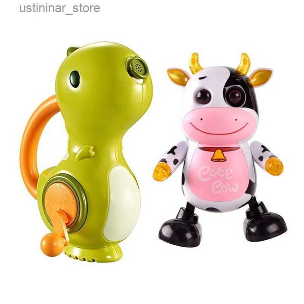 Sand Play Water Fun Kids Electric Singing Moving Dancing Lindo Modelo de vaca Robot juguete con agua de spray manual Dinosaurio Baby Bath Toys L416