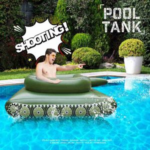 Zand Spelen Waterpret Opblaasbare tank voor kinderen Watersportspeelgoed Zwemmen Ring Zomer Watersproeier Battle Game Tank Waterpistool Peddelen Spelen Volwassen speelgoed L240312