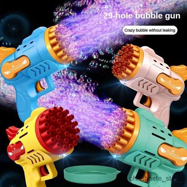 Pistolet à bulles lumineux amusant pour jeux d'eau – Gatling Blaster à 29 trous pour garçons et filles de 6 à 14 ans (batterie à bulles non incluse)