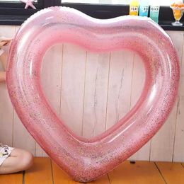 Sable Player Water Fun Love Heart Piscine gonflable Piscine Rose Gol Flash Ring Tool Life Float Adult Beach Party Q240517