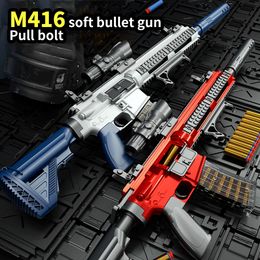 Sand Play Water Fun M416 Shell Ejection Soft Bullet Toy Gun EVA Sniper Rifle Manual Loading Eat Chicken Wapen Boys CS Fighting Game Gift 230719