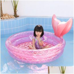 Sable Player Water Fun Sirènes Piscine gonflable Bathing Kids Summer Home Outdoor Swimming Square For Cadeates Girl Drop Living Toys Sports Dhgtl