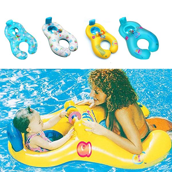 Juego de arena Diversión acuática Madre Niño Anillo inflable Natación Círculo Bebé Flotador Doble Piscina Accesorios Ruedas inflables Swimtrainer Círculos 230706