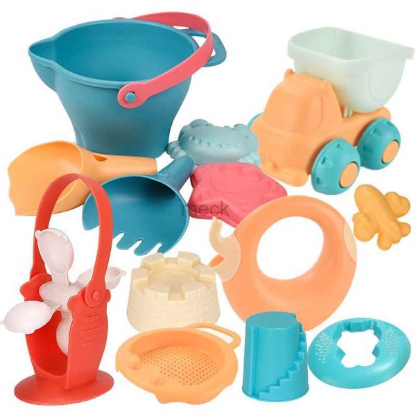 Sand Play Water Fun Nouveaux jouets de plage en silicone Kit de plage de sable doux Jouets Pelle de plage Bébé d'été jouant avec du sable Jouets de plein air pour enfants Cadeaux 240321