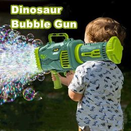 Sable Player Water Fun Neuf Dinosaur Bubble Machine jouet 32 trous drôle électrique automatique Bazooka Bubble Maker Gun Outdoor Party Kids Toys Cadeaux L240307