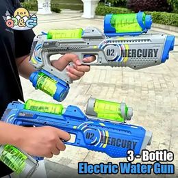 Sand Play Water Fun Outdoor Automatic Electric Water Gun with Light Rechargeable Summent Full Castious Firing Party Game Kids Splashing Toys Gifts L47
