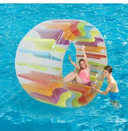 Zand Spelen Water Plezier Outdoor Dikker PVC Opblaasbare Zwembad Roller Float Kruipen Kleurrijke Giant Water Wiel Regenboog Roll Bal Speelgoed voor Kid Volwassenen Gras 230621