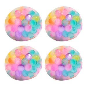 Sable Jouer Eau Amusant Arc-En-Perles Balle Anti-Stress 4PCS Mood Apaisant Main Squeeze Balls Fidgets Drôle Gadget Décompression Vent Jouets Pour Adultes Enfants 230713