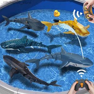 Sand Play Water Fun RC Animal Robot Simuleert Shark Electric Prank Toy Childrens zwembad onderzeeër afstandsbediening vis Q240426