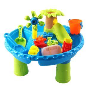 Sandspiel-Wasserspaß Sand-Wassertisch-Set für Kinder, Sommer-Strandspielzeug, Outdoor-Garten, Sandkasten für Jungen, Spieltisch, Eimer, Meer, Kleinkind, Strandspielzeug, Geschenk 230717