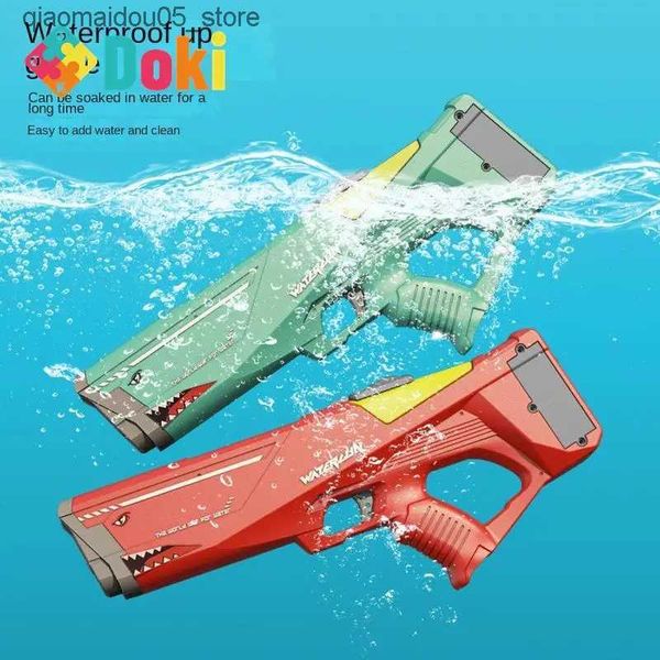 Sand Play Water Fun Shark Electric Electric de agua de alta presión Juguete Niños Fuerte Spray Wating War Edge impermeable Juguete al por mayor Q240413