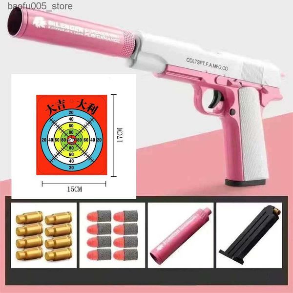 Sable Play Water Fun Shell Ejection Toy Gun pour filles garçons Glock Soft Bullet Guns Dropshipping Cadeaux Cible de retour automatique Q240307