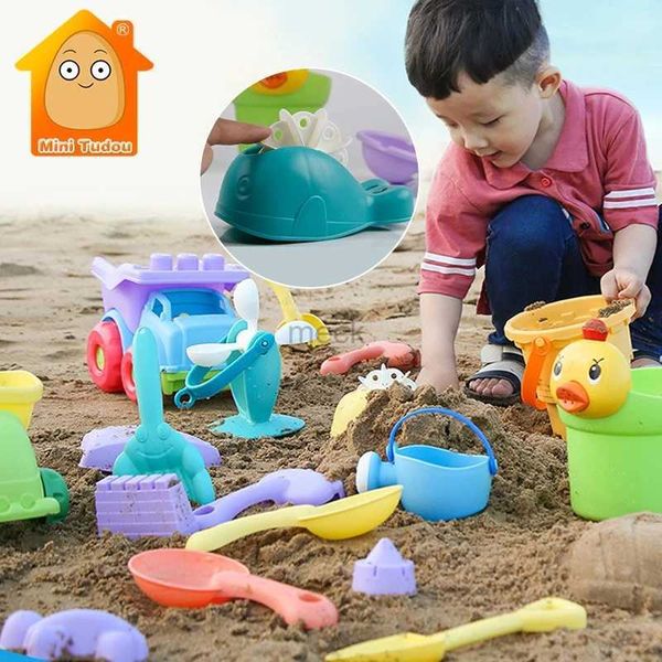 Juego de arena Diversión acuática Verano Silicona Suave Bebé Juguetes de playa Bolsa de malla para niños Juego de baño Juego de fiesta en la playa Carro Patos Cubo Arena Moldes Herramienta Juego de agua 240321