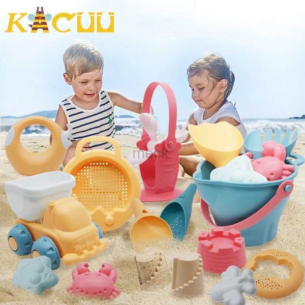 Jeu de sable eau amusant été Silicone doux bébé plage jouets bébé jeu de plage jouet enfants bac à sable ensemble Kit jouet d'été pour jeu de plage sable eau jouer chariot 240321