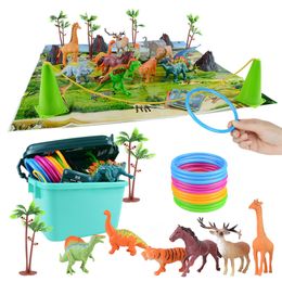 Zand Spelen Water Plezier Gooien Ring Spel Kinderspeelgoed Opslag Boxed Dier Dinosaurus Model Kaart Familie Spelletjes Educatief voor Kinderen 230617