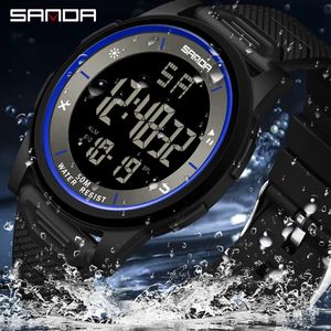 SANDA 6107 2023 Mode heren Horloges 10mm Super Slim Elektronische LED Digitale Horloge voor Mannelijke Klok Horloge Relogio masculino