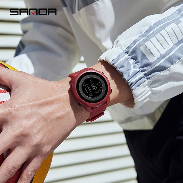 SANDA 6121 Top Brand Luxury 2023 New Men Watches Pedómetro Sports Calorías de 50m Relojes digitales de LED
