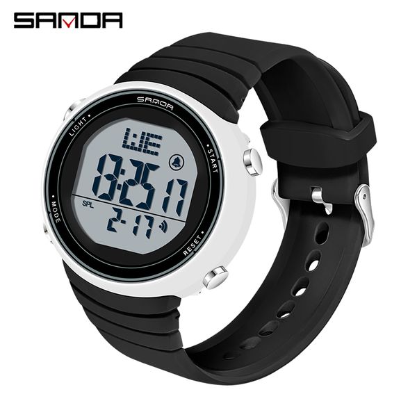 SANDA Marca Reloj Digital Para Hombres Mujeres Deportes Resistente al Agua Alarma Cronómetro Reloj Negro Buceo Natación Reloj Hombre