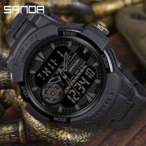 Sanda Business Luxe Sports Quartz Horloge Mannen Waterdichte Horloge Kalender Lichtgevend LED Display G Style Mens Watch Orologio da Uomo G1022