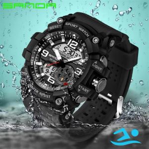 SANDA montre numérique hommes militaire armée Sport montre résistant à l'eau Date calendrier LED électronique montres relogio masculino283S