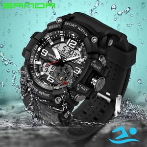 SANDA montre numérique hommes militaire armée Sport montre résistant à l'eau Date calendrier LED électronique montres relogio masculino221E