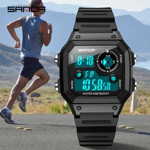 Sanda Mode Sport Horloge Mannen Luxe 50m Waterdicht Military Shock Display Klok Mannelijke Horloges Moderne Digitale Relgio Masculino G1022