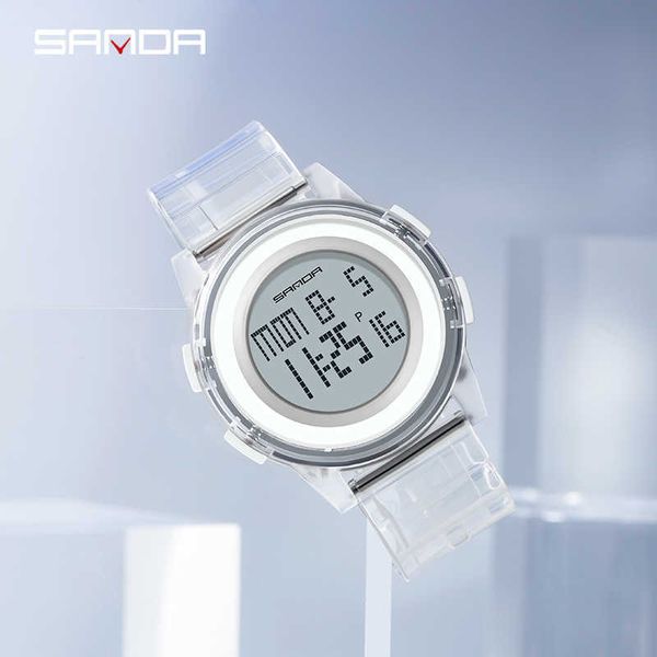 SANDA mode Ultra-mince montre numérique Sport hommes montres lumineux sport montre-bracelet hommes étanche garçon fille étudiant montre G1022