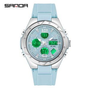 SANDA-reloj deportivo de cuarzo para mujer, resistente al agua, despertador, calendario, multifunción, con pantalla Dual, luminoso, G1022