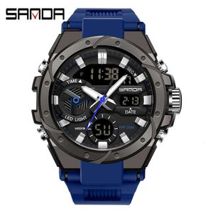 Sanda-reloj electrónico multifuncional para hombre, estudiante, moda, estilo militar, luz nocturna para exterior, resistente al agua