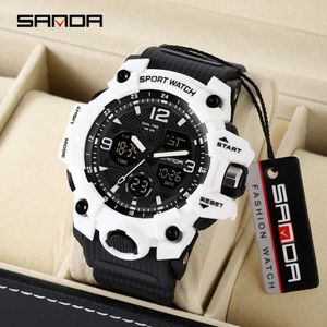 SANDA Heren Militaire Horloges G Stijl Wit Sporthorloge LED Digitaal 50M Waterdicht Horloge S Shock Mannelijke Klok Relogio Masculino G1022229Q